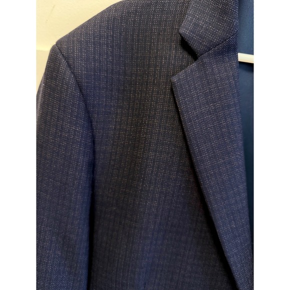 Pronto Uomo Platinum Mens 48 Long Navy Blue 100% Wool Textured 2 Button Blazer - Picture 2 of 10